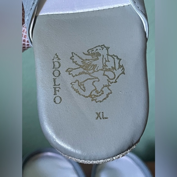 RARE Vintage ADOLFO Unisex Gray Leather Travel Slippers w/Zipper Case XL - Picture 3 of 10